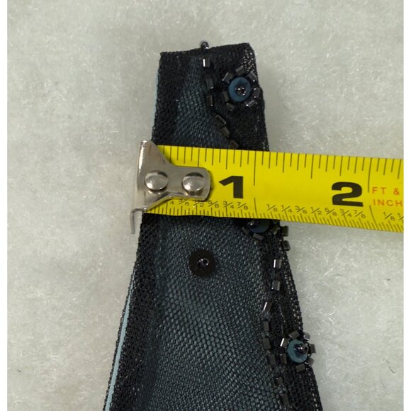 Vintage Teal Black Y2K Embroidered Silk Dress 10 Glam Fairy Dark Whimsigoth Bead - Picture 7 of 16